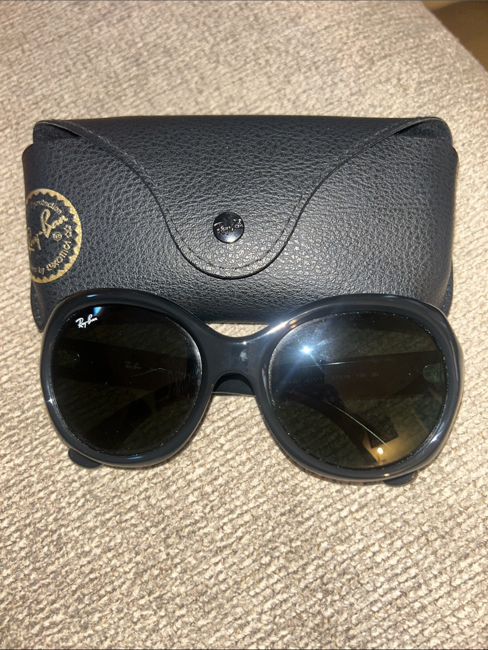Ray-Ban oversized black sunglasses RB4191 with case